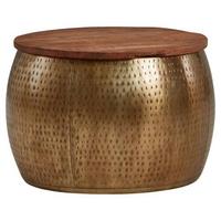 Konferenčný stolík masív mango/kov - zlatá, Modern, kov/drevo (60/60/40cm) - MID.YOU