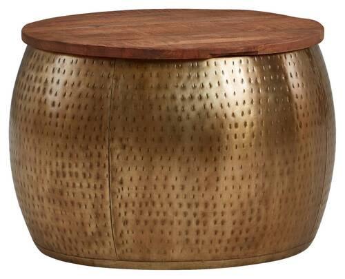 Couchtisch Rund Holz Wohnling Goldfarben B:60 Cm