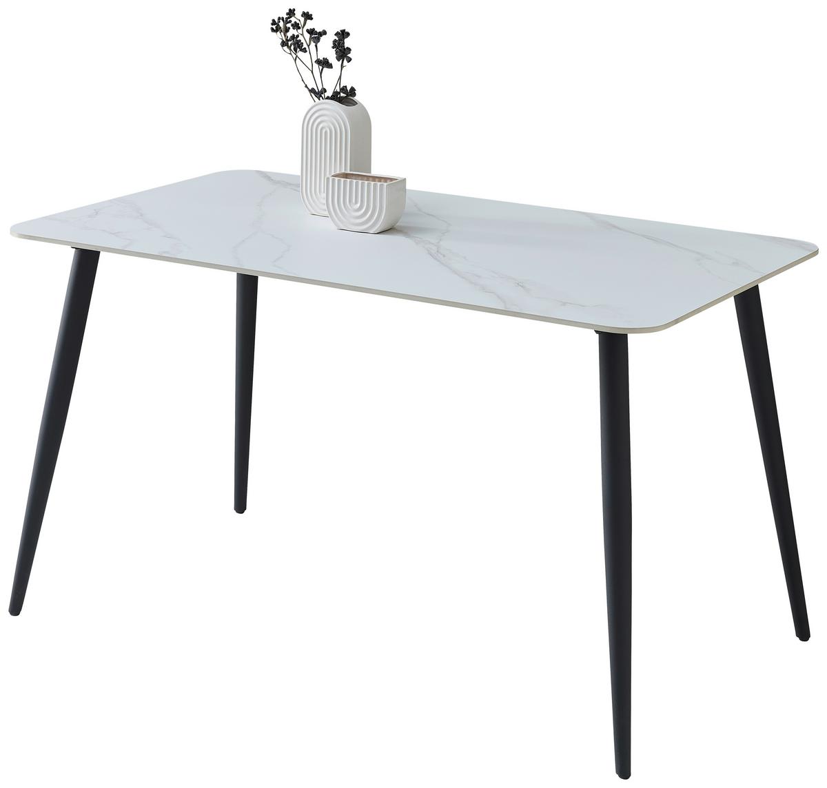 Esstisch Cody 140x76x80 Cm Schwarz/weiß - Schwarz/Weiß, MODERN, Keramik/Metall (140/76/80cm) - MID.YOU