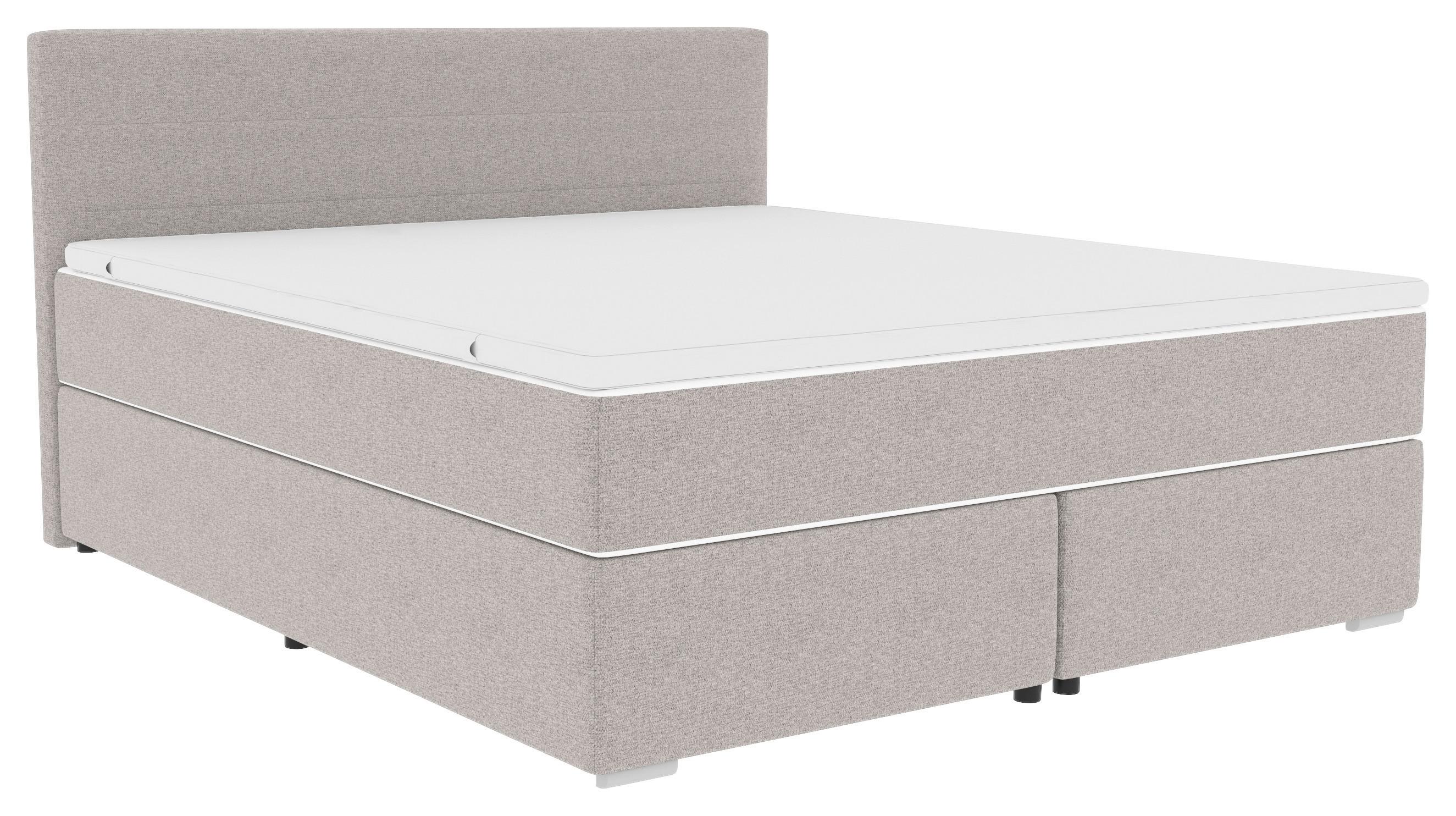 Boxspringbett Mit Topper 180x200 Catania - Chromfarben/Hellgrau, KONVENTIONELL, Textil (180/200cm)