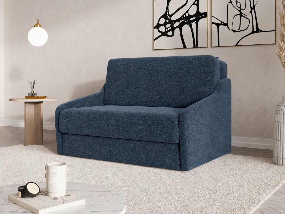 Schlafsofa Fly Dunkelblau, B: 136 cm - Schwarz/Dunkelblau, Design, Textil (136/86/113cm) - MID.YOU