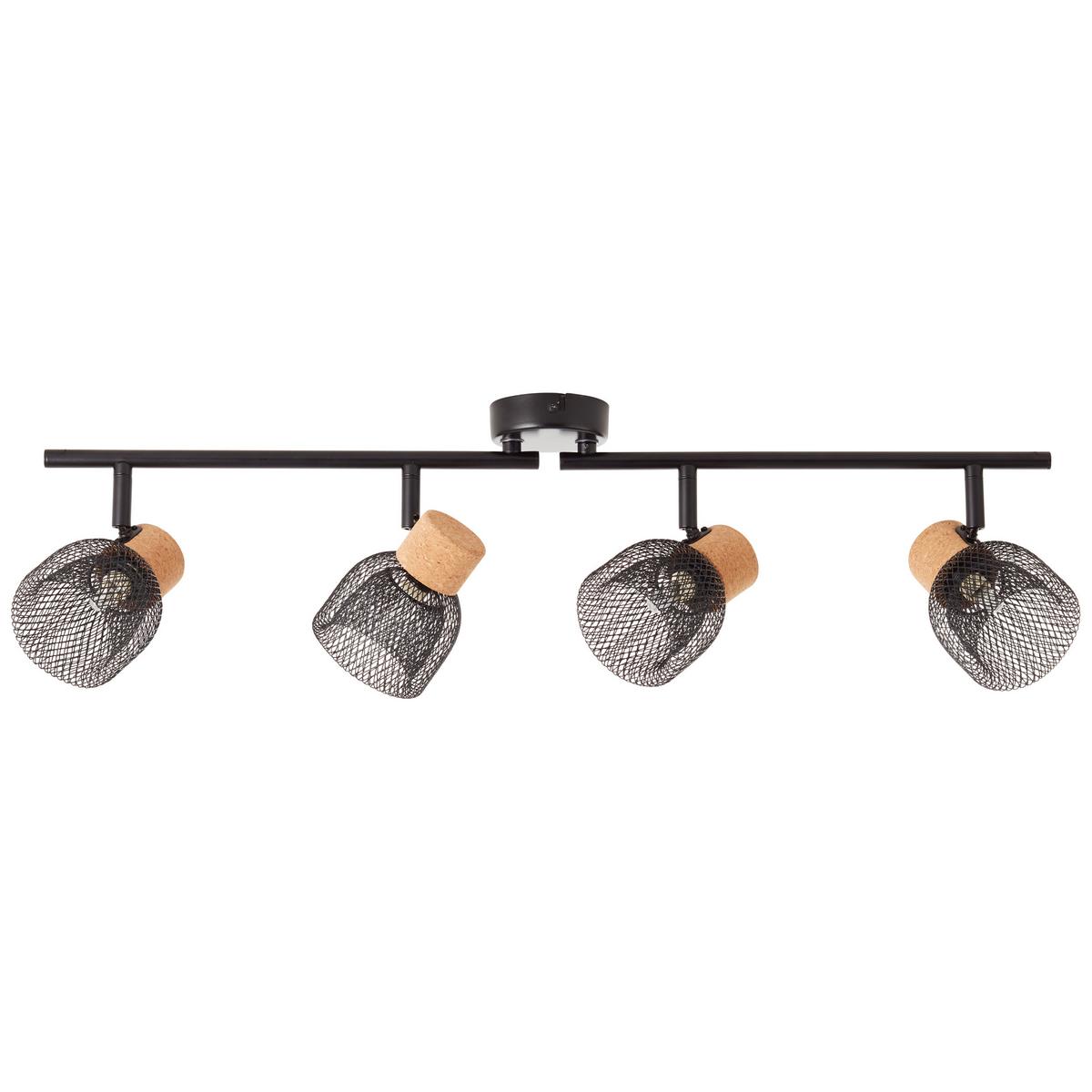 Deckenleuchte Flaka Schwenkbar - Schwarz, Natur, Holz/Metall (16,5/76,5/9cm) - Brilliant
