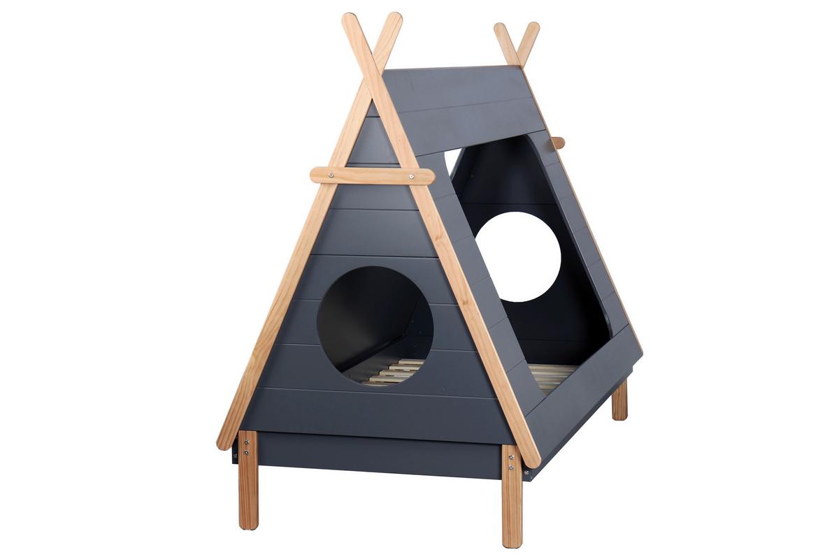 Hausbett Naturfarben /Dunkelgrau 90x200cm - Dunkelgrau/Naturfarben, Design, Holz/Holzwerkstoff (90/200cm) - Livetastic