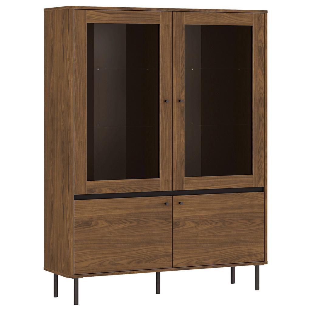 Vitrine Revillo Schwarz/Nussbaumfarben B:120cm