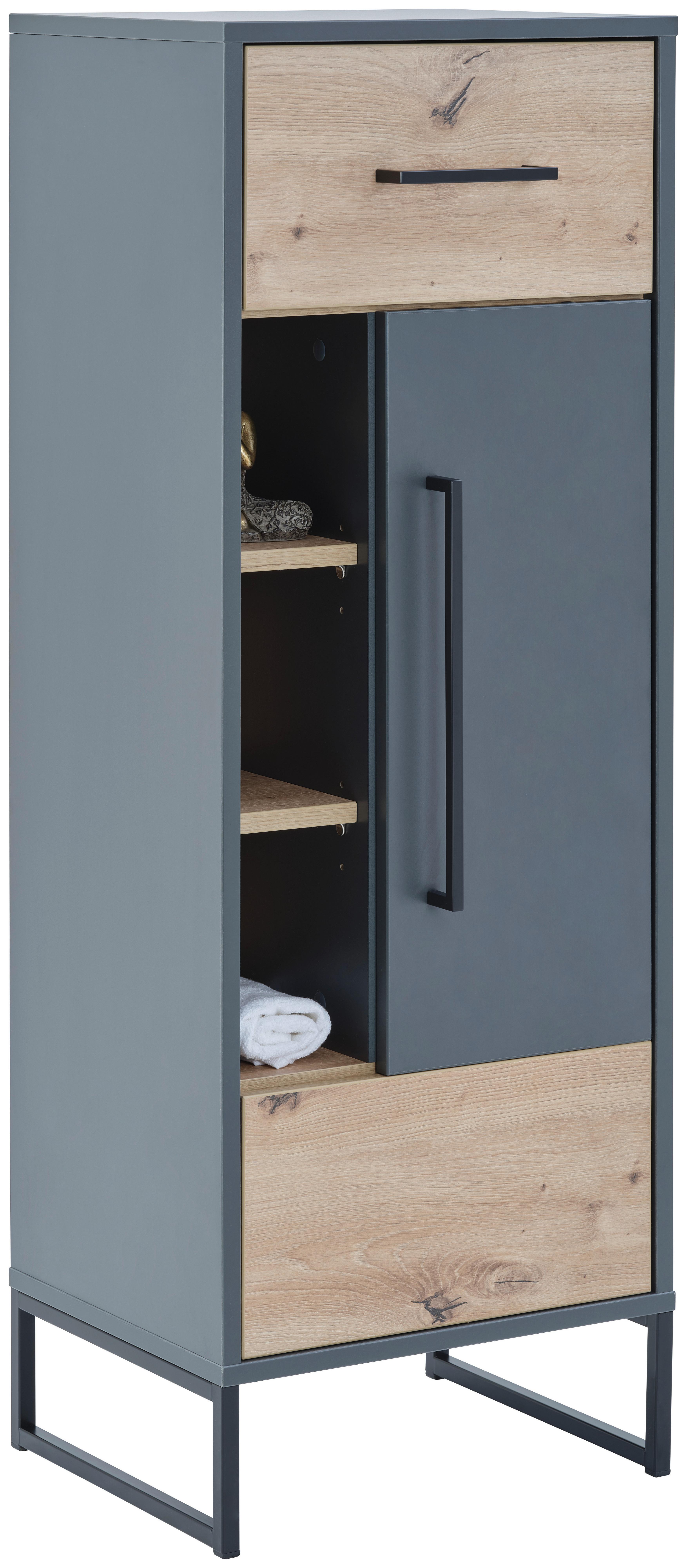 Badezimmer Unterschrank Fabio 40x103 cm Anthrazit / Eichef.