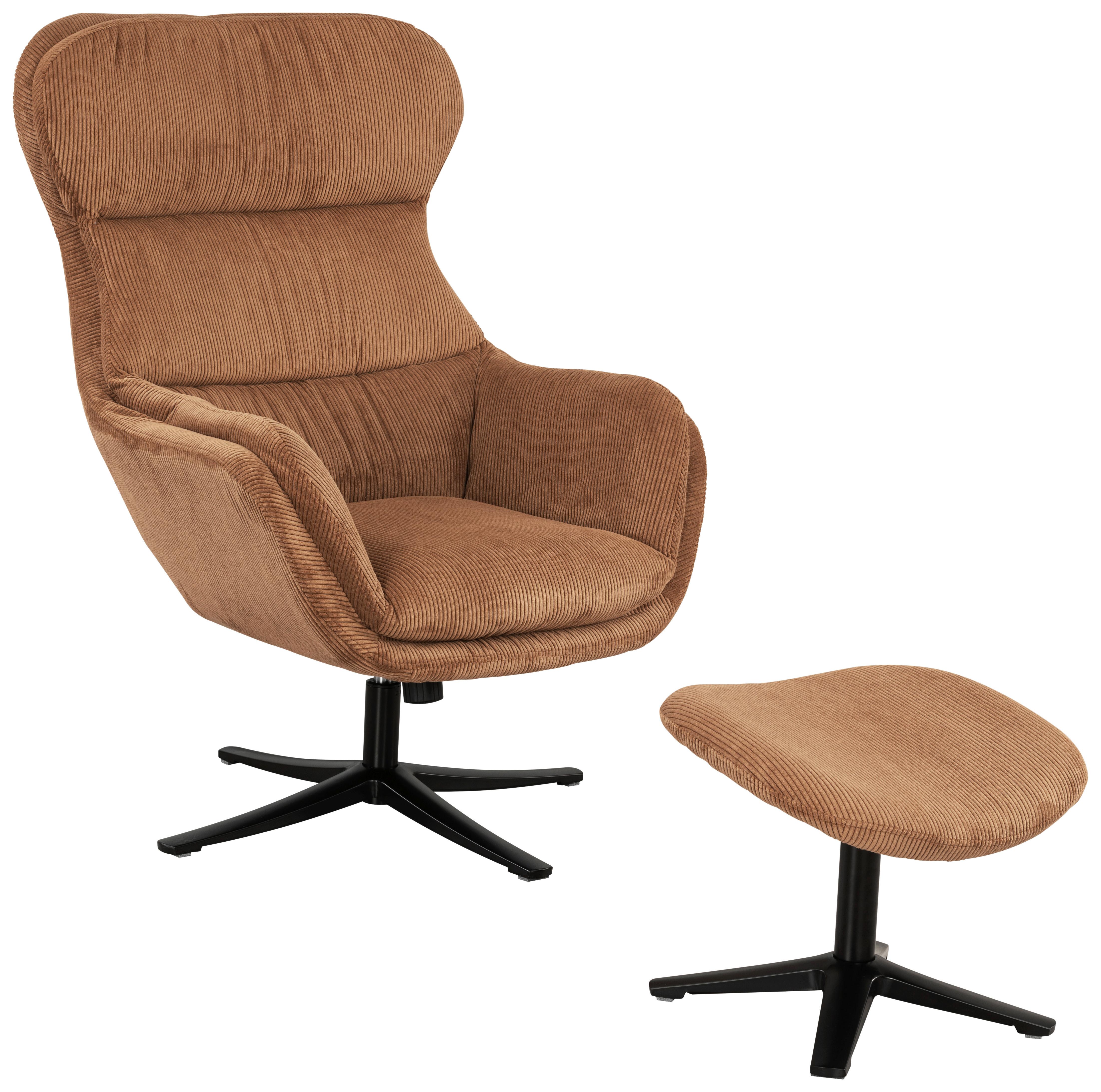 Sesselset Tabbe - Schwarz/Kupferfarben, MODERN, Textil (76/110/88,5cm) - Livetastic