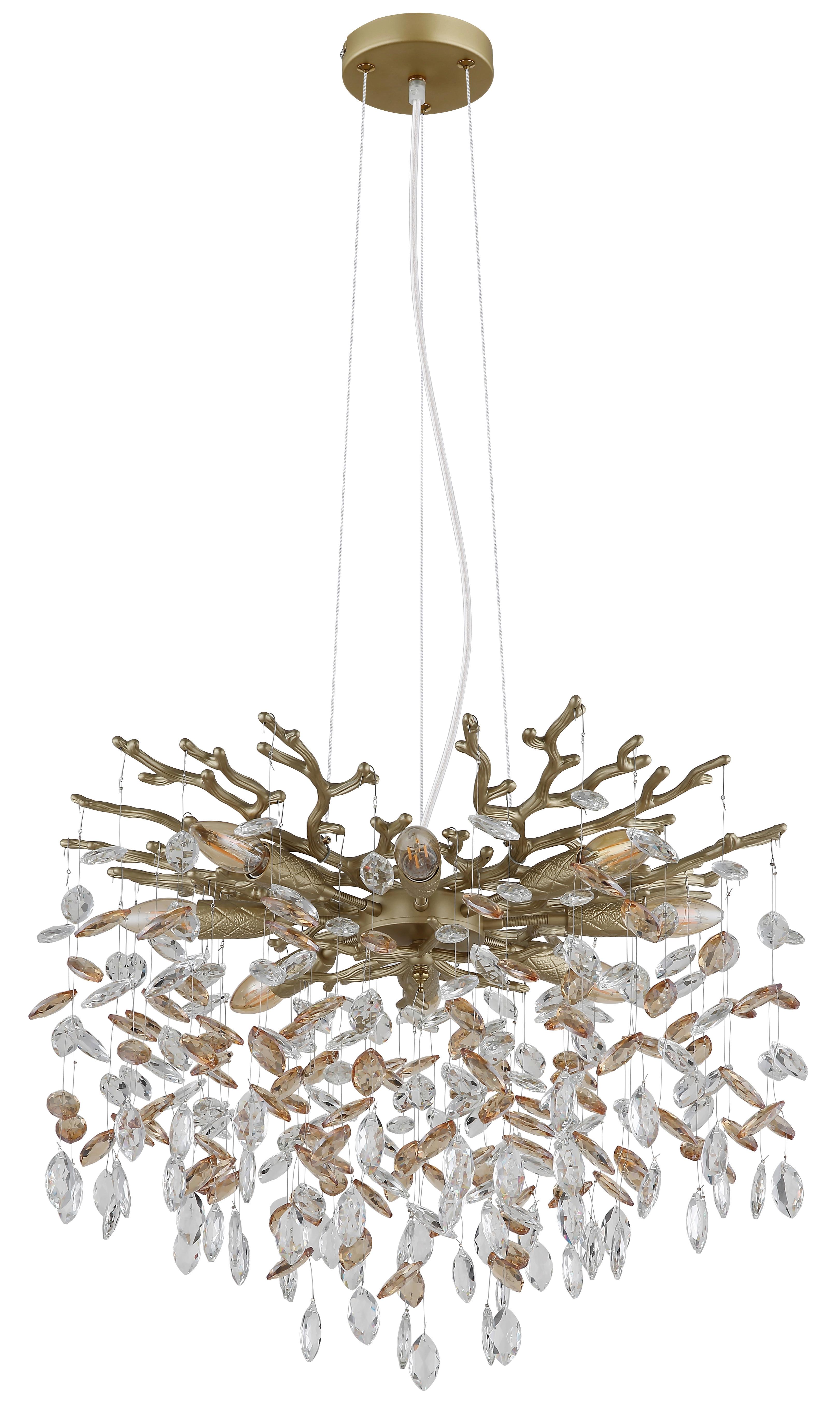 HÄNGELEUCHTE 64138H1G QUEENA - Klar/Goldfarben, Design, Glas/Metall (60/120cm) - Globo