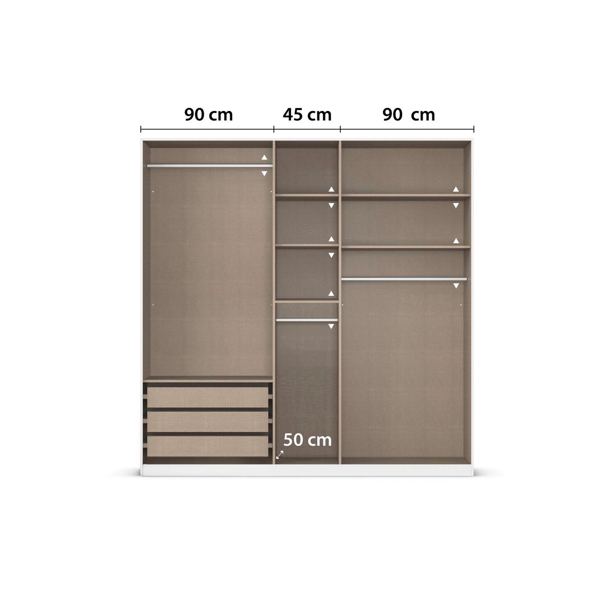 Skriňa s otočnými dverami SAFARI, šírka 226 cm - čierna/sivá, Konventionell, kov/kompozitné drevo (226/210/54cm) - Based