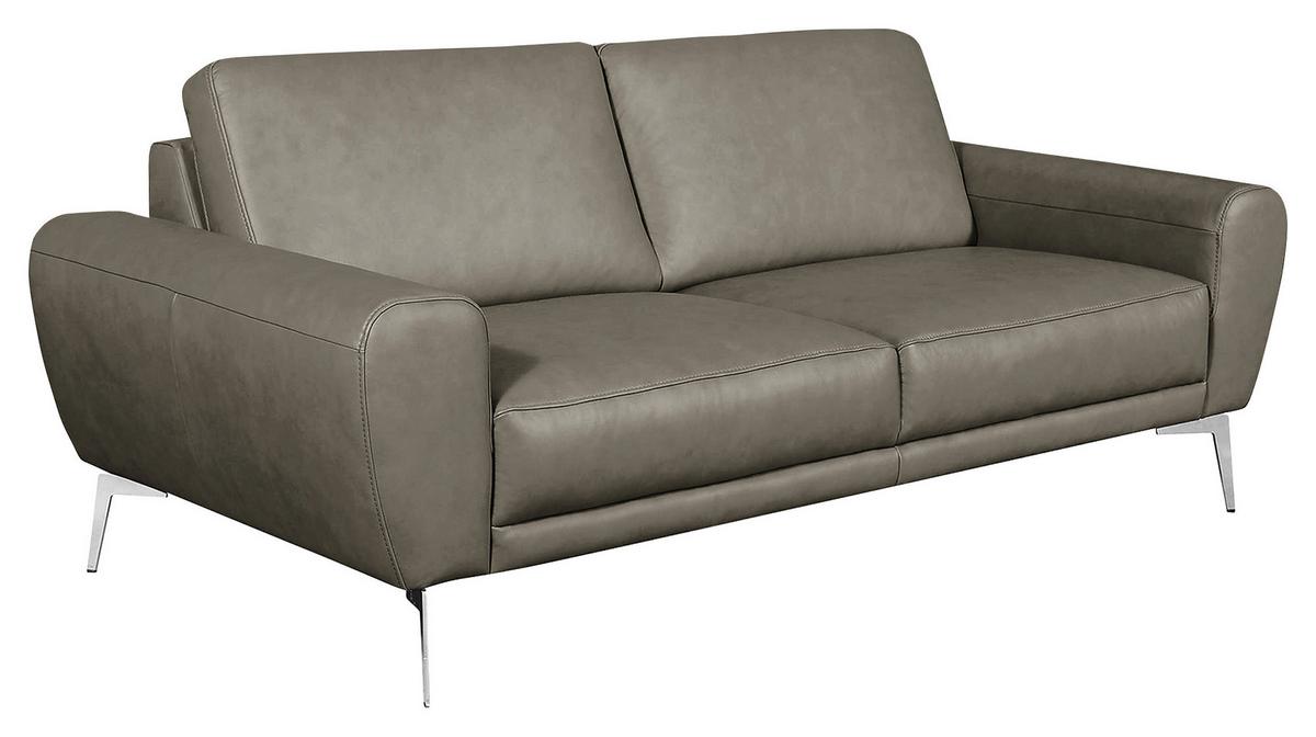 3-Sitzer-Sofa Spring Schwarz Chrom B: 207 cm - Chromfarben/Grau, Design, Leder (207/85/92cm) - Livetastic