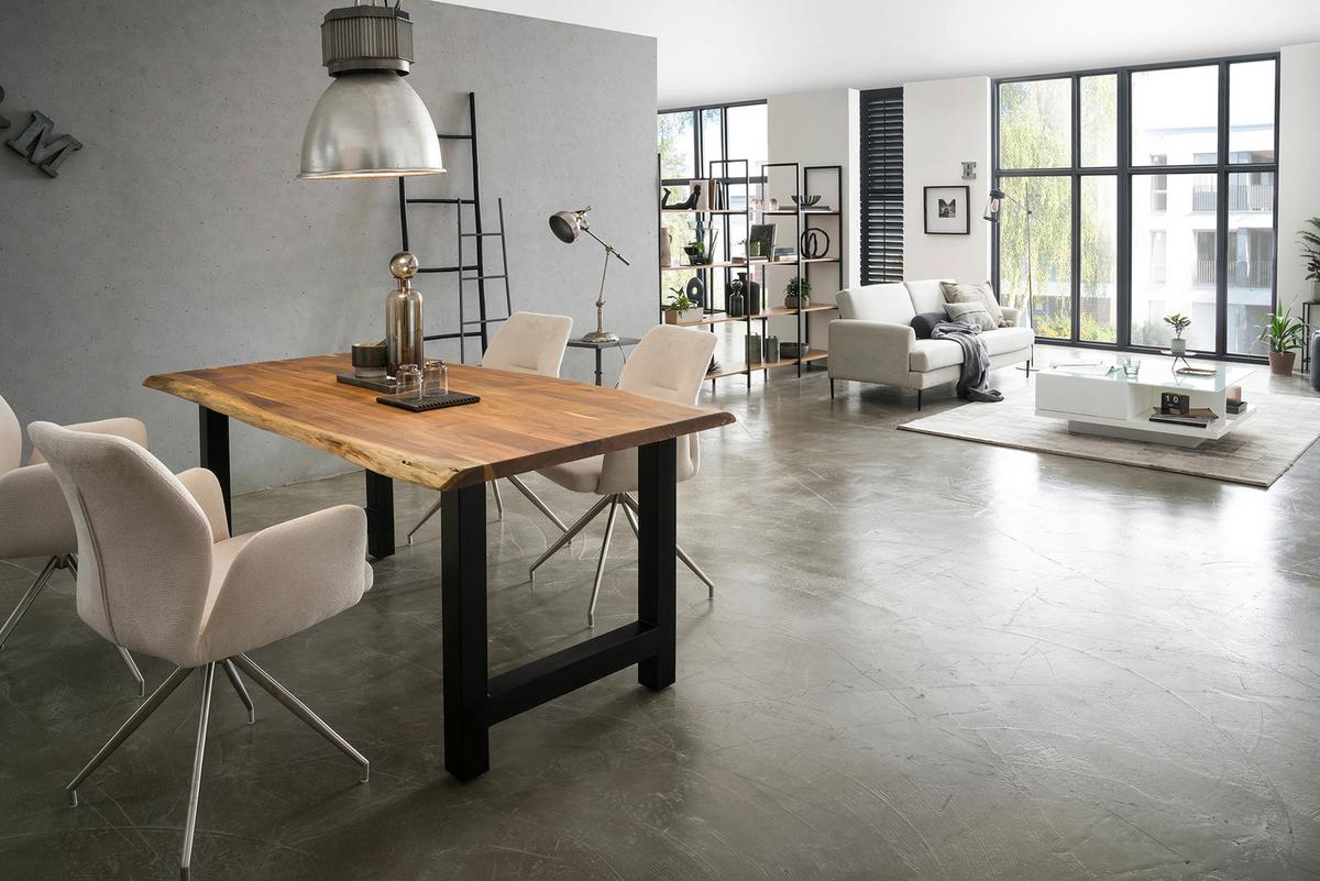 Esstisch Naturfarben/schwarz B: 160 Cm - Schwarz/Naturfarben, MODERN, Holz/Metall (160/85/76,5cm) - Livetastic