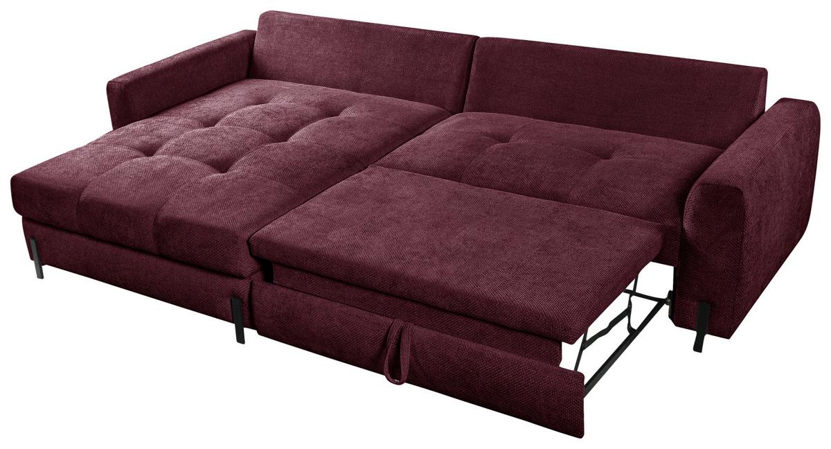Ecksofa Naomi Bordeaux/Schwarz, 162 cm - Bordeaux/Schwarz, Design, Textil (162/265cm) - MID.YOU