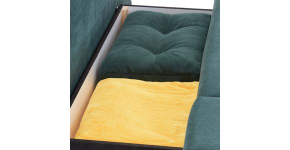 Boxspringsofa mit Schlaffunkt. und Bettkasten Palermo Grün - Schwarz/Grau, MODERN, Textil (200/76-87/97cm) - Luca Bessoni