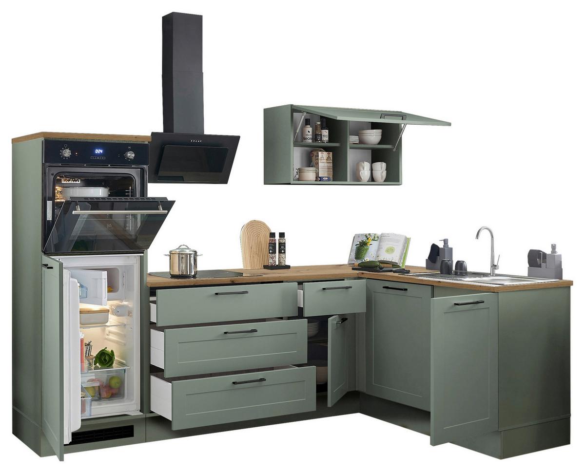 Eckküche Marseille Grün/eiche Dekor S: 260x175 Cm - Eiche Artisan/Grün, Design, Holzwerkstoff (260/175cm) - MID.YOU