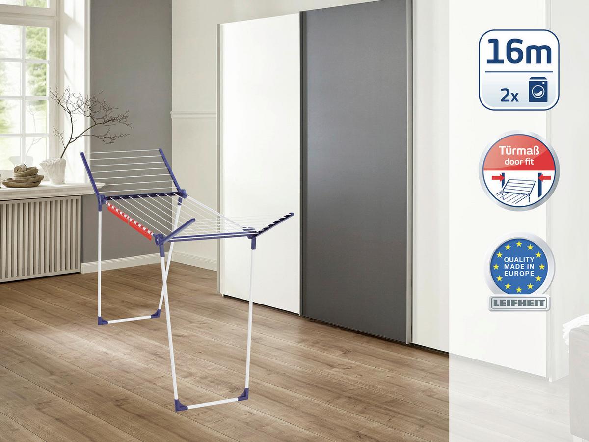 Wäscheständer Pegasus 160solid Slim Lbh: 55x173x107cm - Blau/Weiß, Basics, Kunststoff/Metall (55/173/107cm) - Leifheit