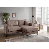 Ecksofa Eliza Graubraun S: 204x153 cm - Graubraun/Schwarz, Basics, Textil (204/153cm) - Livetastic