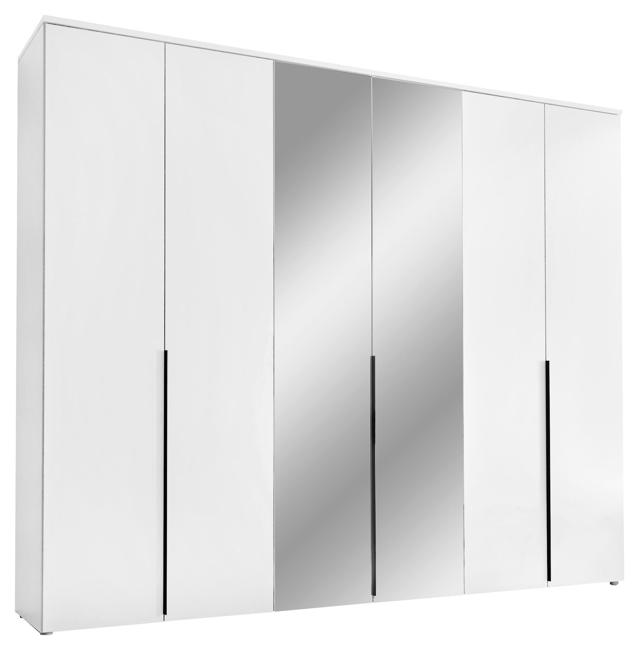 Drehtürenschrank mit Spiegel 270 cm Kevo, Weiß - Weiß, MODERN, Glas/Holzwerkstoff (270/225/52cm) - Carryhome