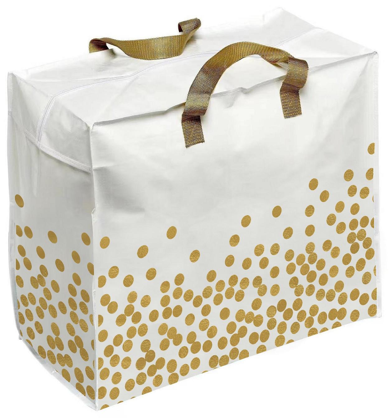 Einkaufstasche Goldig - Goldfarben/Weiß, Basics, Textil (58/29,5cm) - Luca Bessoni