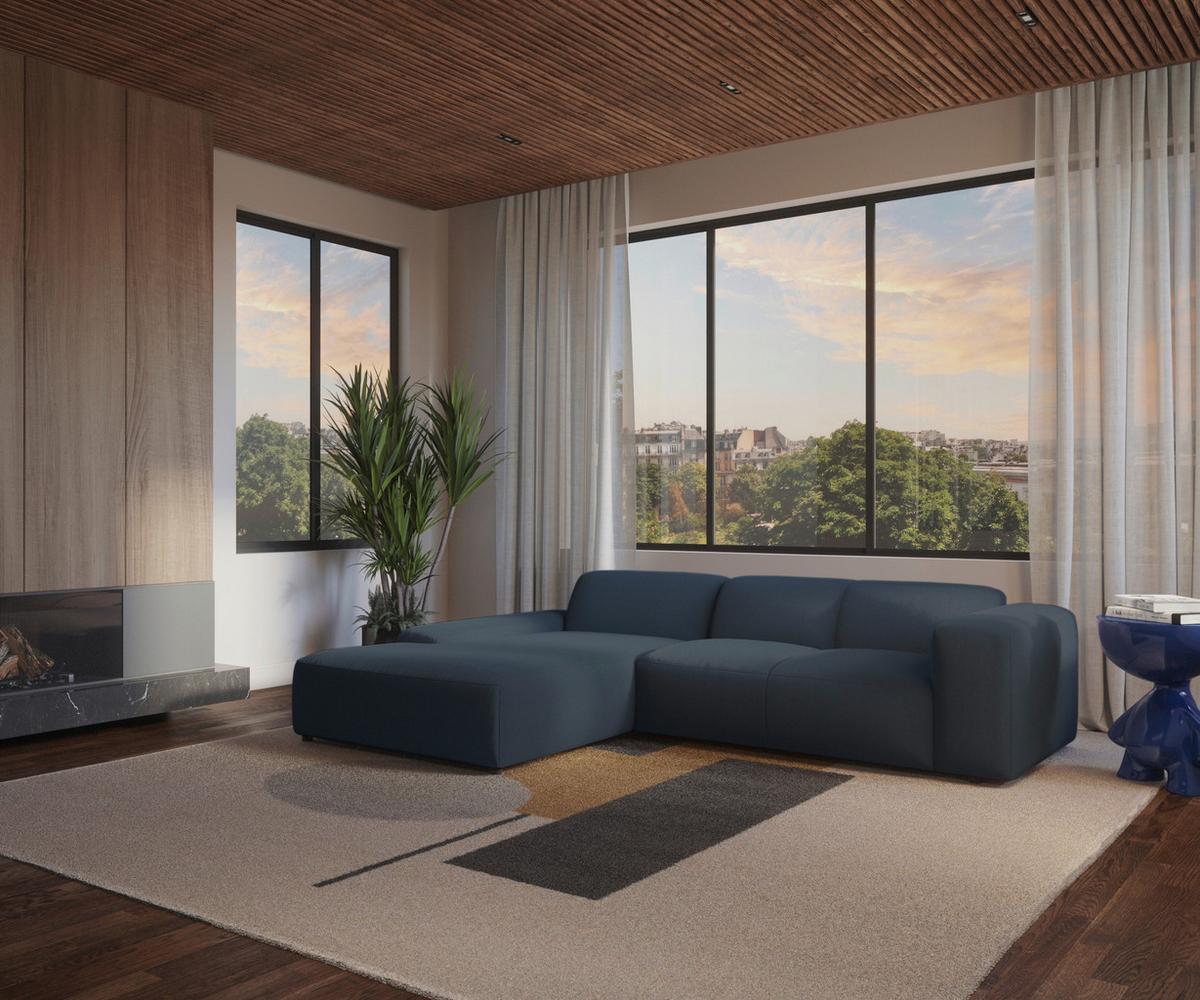 Ecksofa Hannah Blau 200x304 cm - Blau/Schwarz, Design, Textil (200/304cm) - MID.YOU