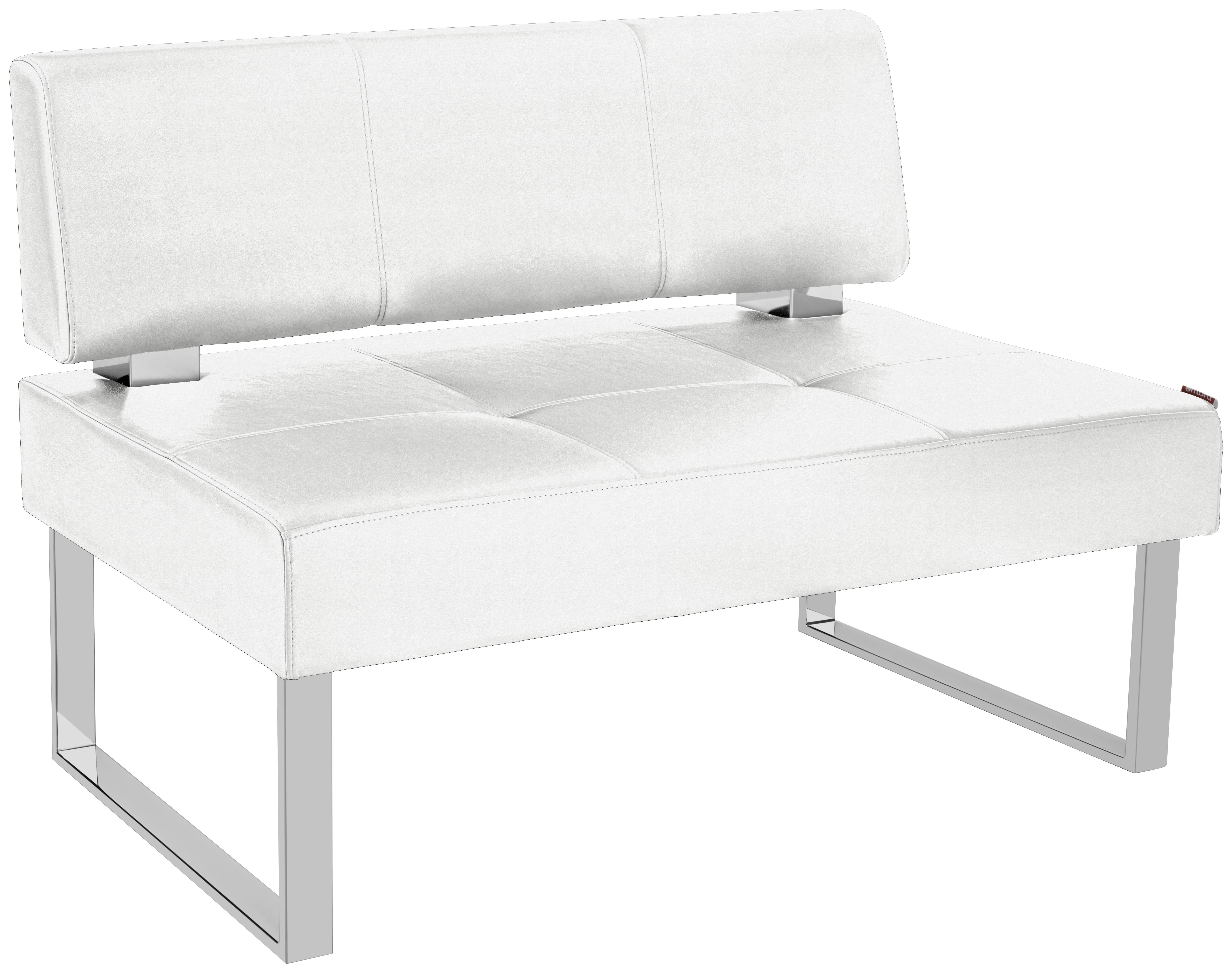 Sitzbank Rab Br - Weiß, MODERN, Leder/Metall (120/50/62cm) - Ombra