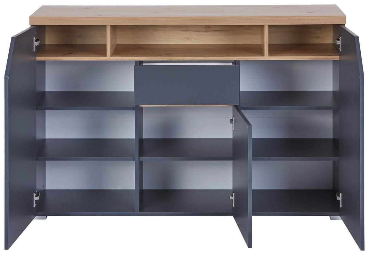 Komoda PEPE 3 otočné dvere - čierna/biela, Modern, kompozitné drevo/plast (136,4/91,6/40cm)