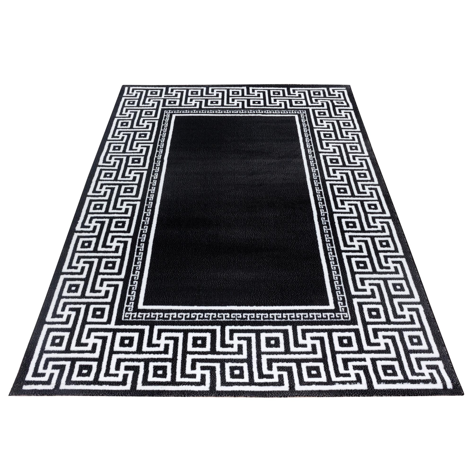 Teppich Läufer Schwarz/Weiß Parma 80x300 cm - Schwarz/Weiß, KONVENTIONELL, Textil (80/300cm)