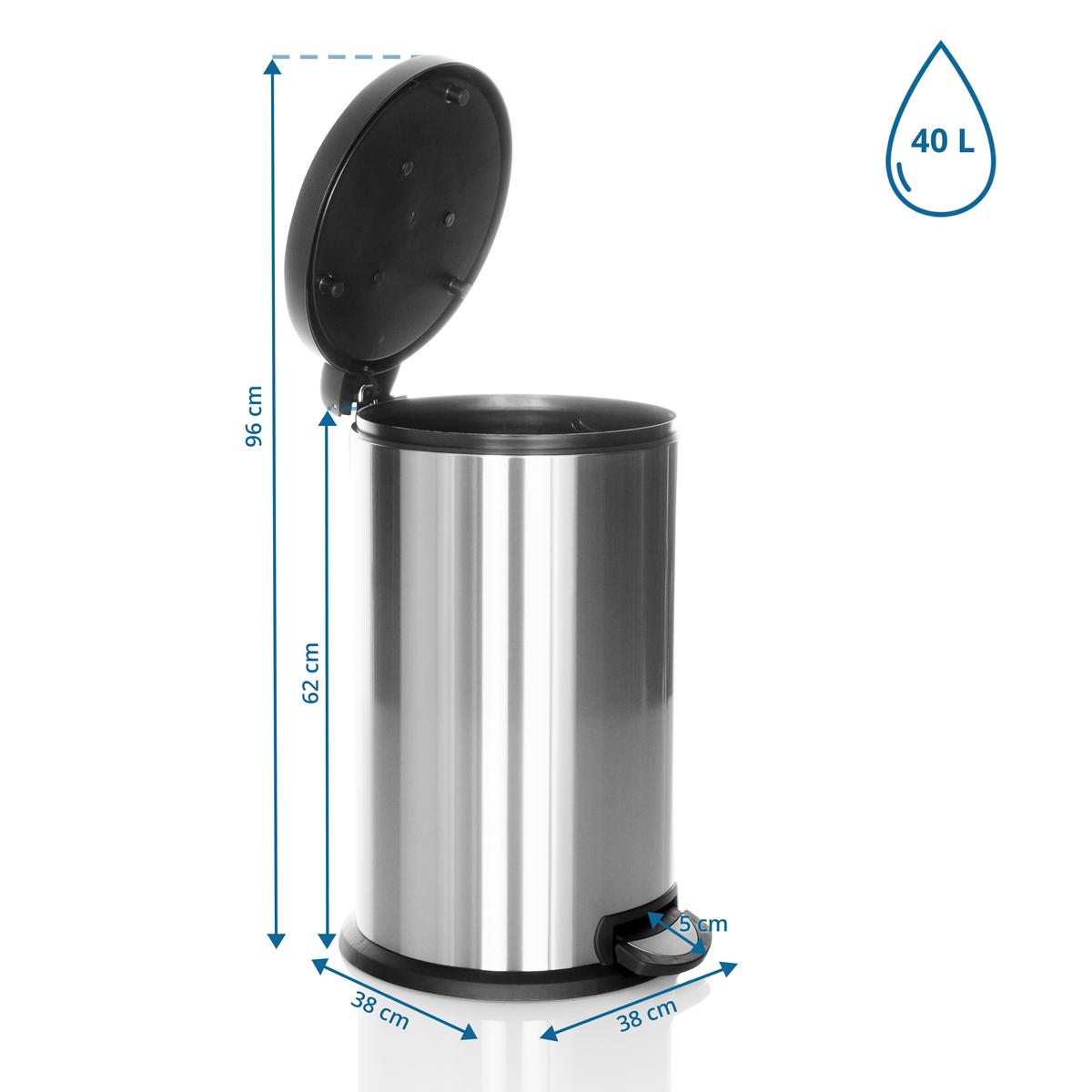 Abfallsammler Clean X - Silberfarben/Schwarz, Basics, Kunststoff/Metall (38/62-96/38cm) - MID.YOU