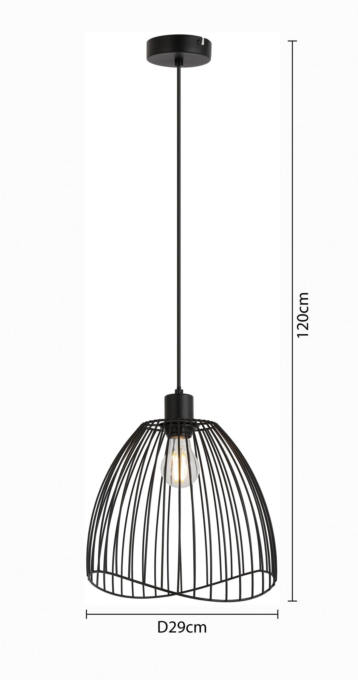 Závěsné svítidlo ELIOT, bez 1xE27 max. 40W - černá, Moderní, kov/plast (29/120cm) - Mömax
