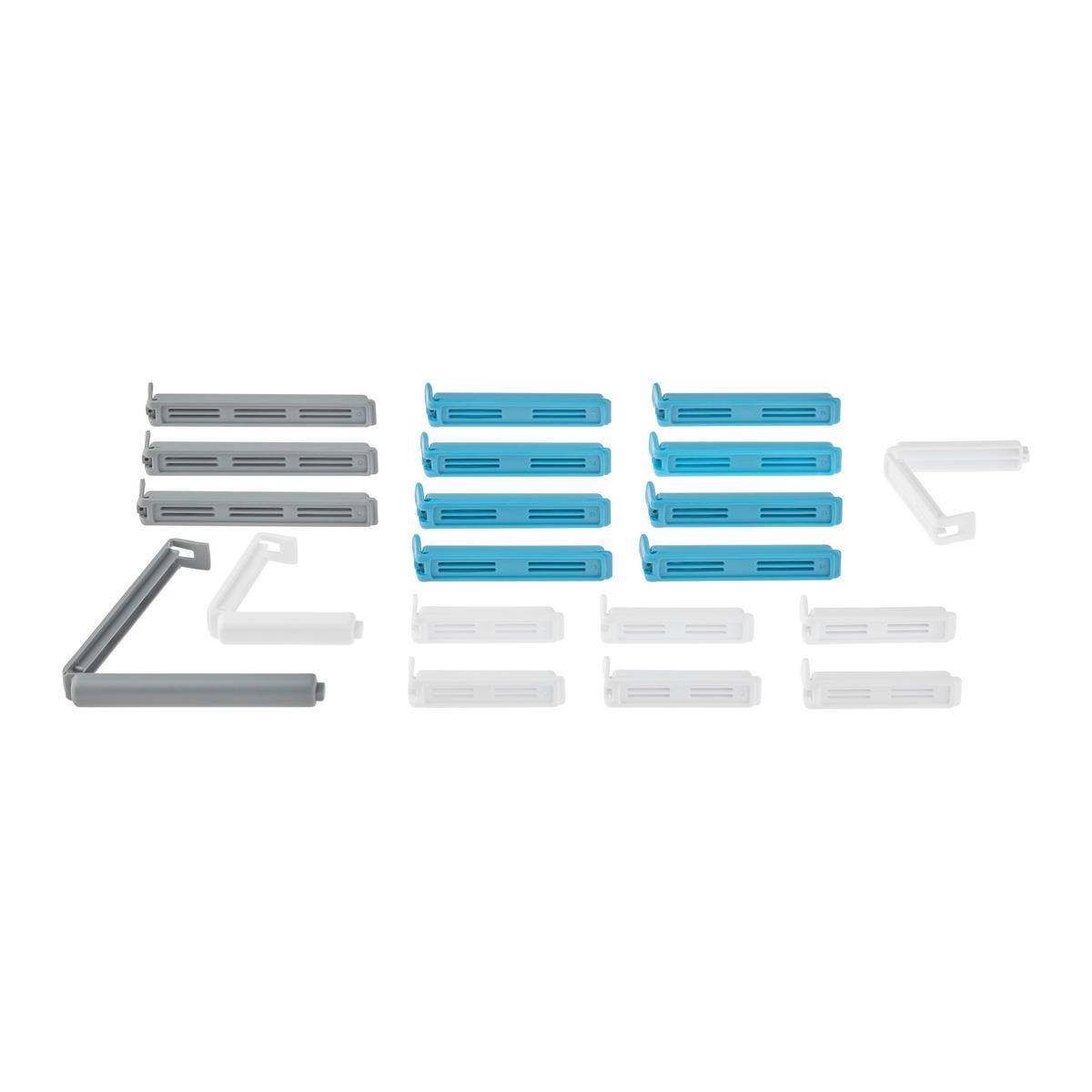 Spony na uzatváranie 20 ks - modrá/sivá, Konventionell, plast - Mömax