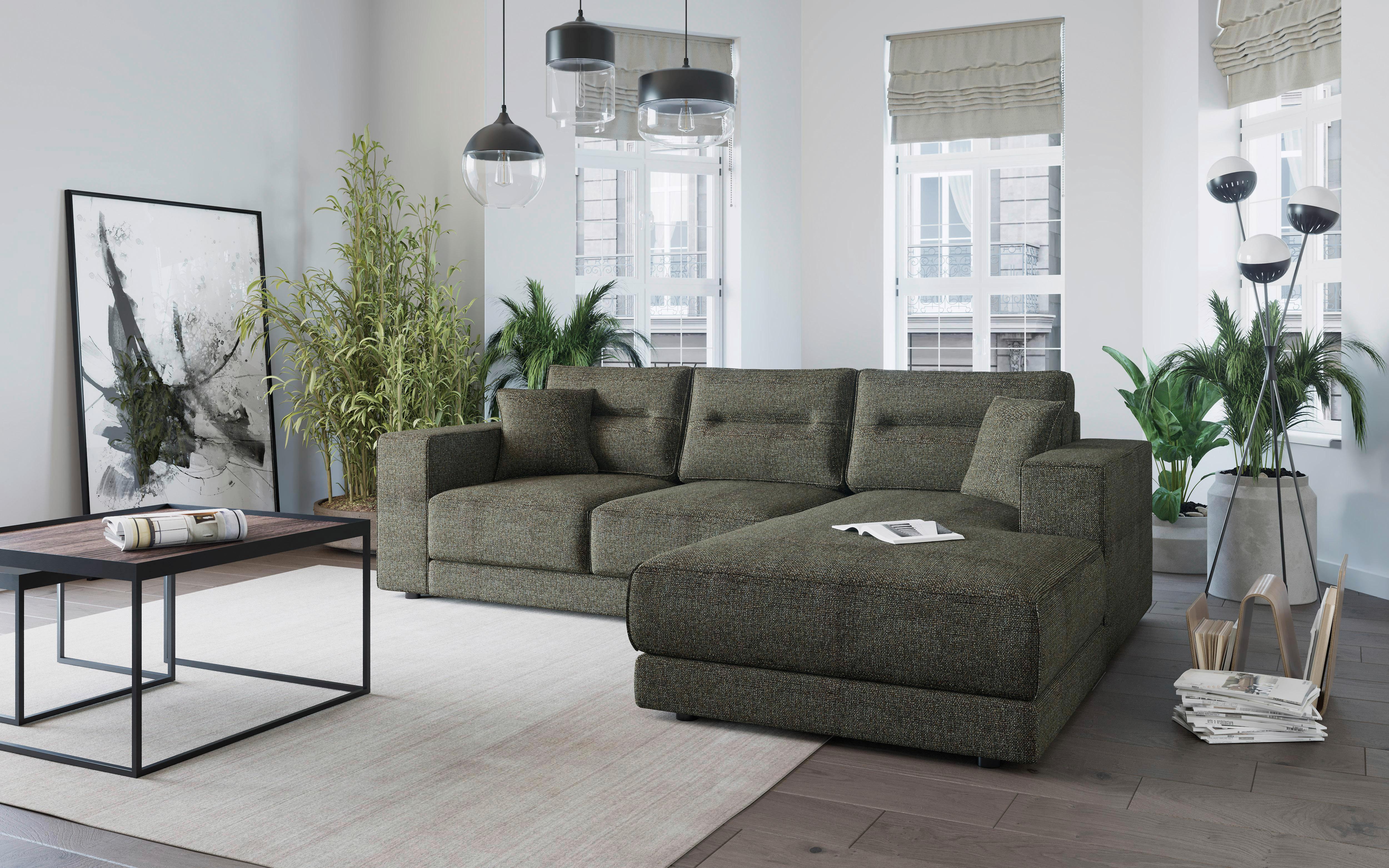 Ecksofa Verona Braun S: 272x195 Cm - Edelstahlfarben/Braun, Design, Textil (272/195cm) - Livetastic
