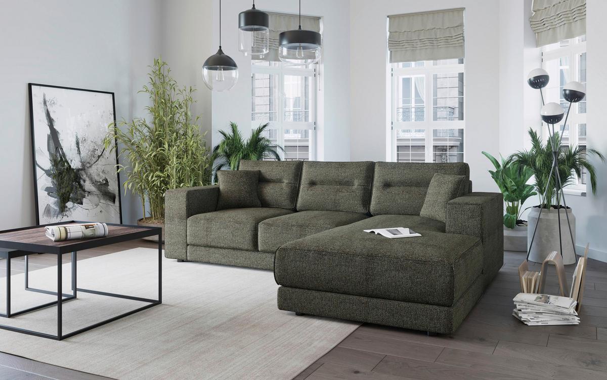 Ecksofa Verona Braun S: 272x195 Cm - Edelstahlfarben/Braun, Design, Textil (272/195cm) - Livetastic