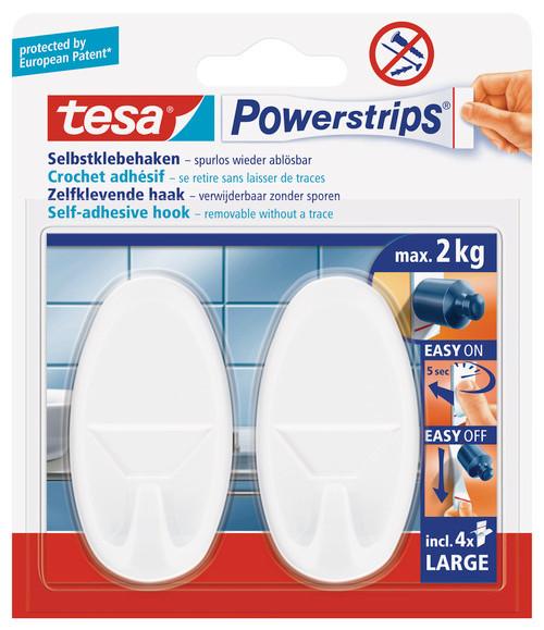 Klebehaken Powerstrips Weiß Oval, 2er-Set - Weiß, MODERN, Kunststoff (12/14/3cm)