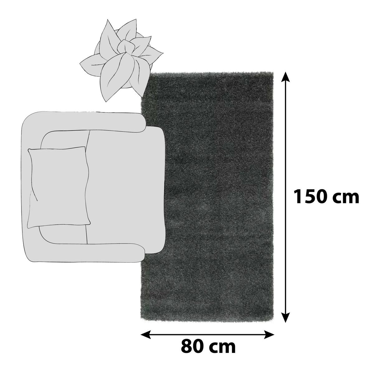 Hochflorteppich Fantasy Shaggy Dunkelgrau 80x150 cm - Dunkelgrau, KONVENTIONELL, Textil (80/150cm) - Novel