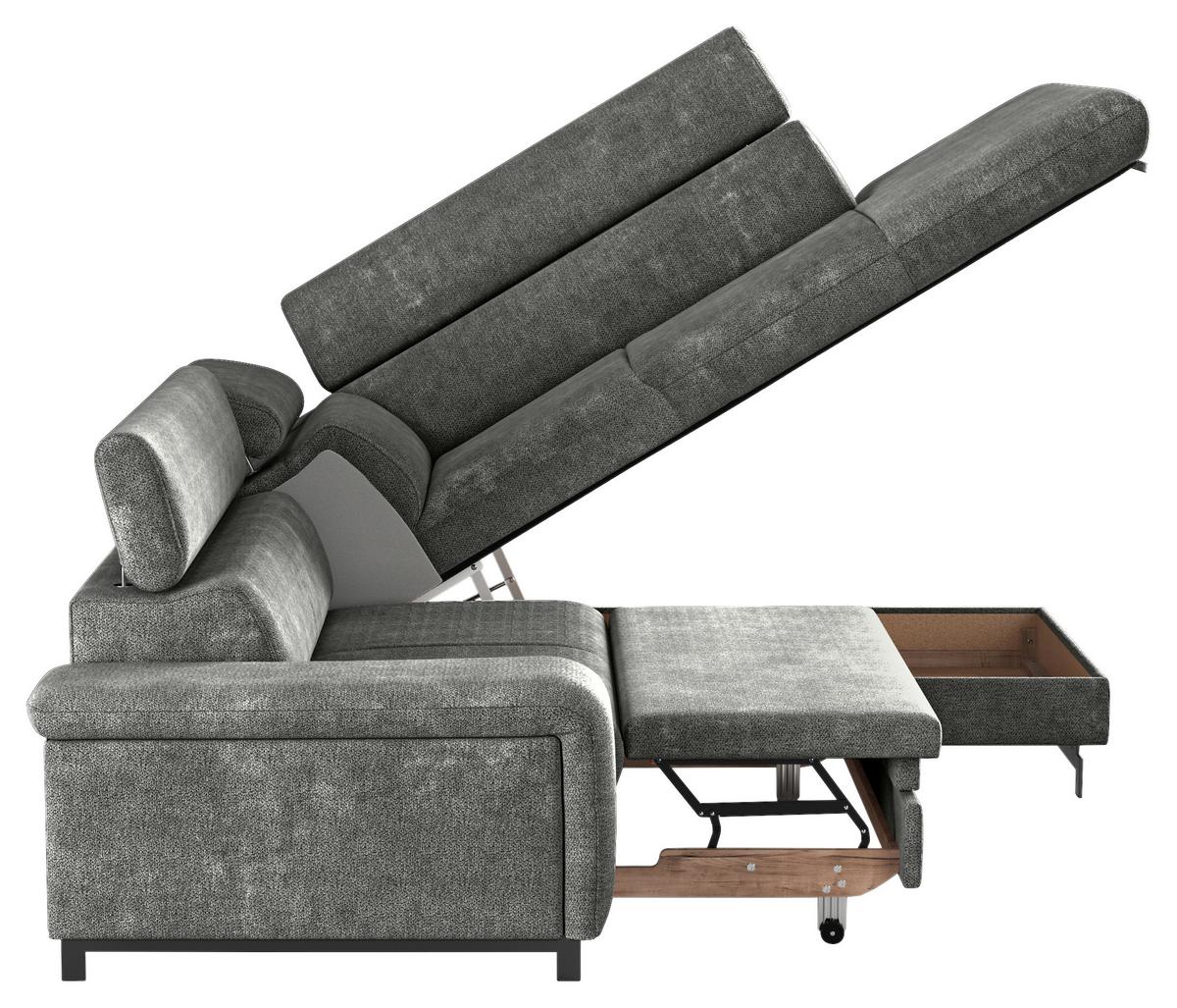 Ecksofa mit Bettkasten Emma Grau 262x215 cm - Schwarz/Grau, Textil (262/215cm) - MID.YOU