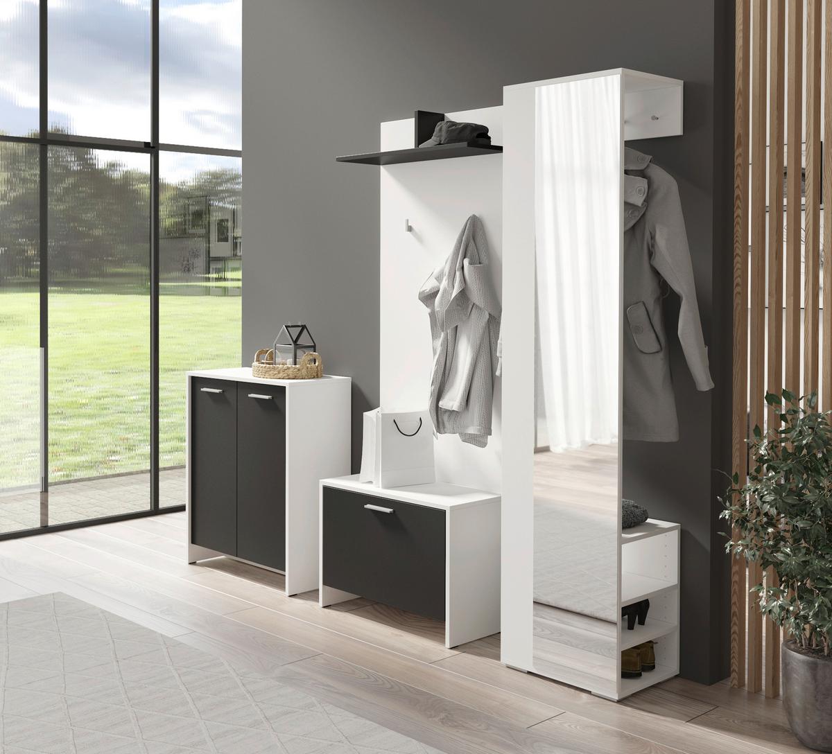 GARDEROBENSCHRANK Ben B: 40cm Weiß - Weiß, MODERN, Glas/Holzwerkstoff (40/184/35cm) - MID.YOU