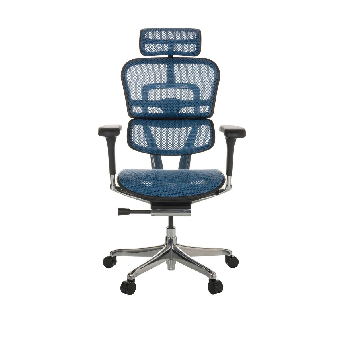 Drehstuhl Ergohuman I - Blau/Silberfarben, Basics, Kunststoff/Textil (69/119-144/65cm) - MID.YOU