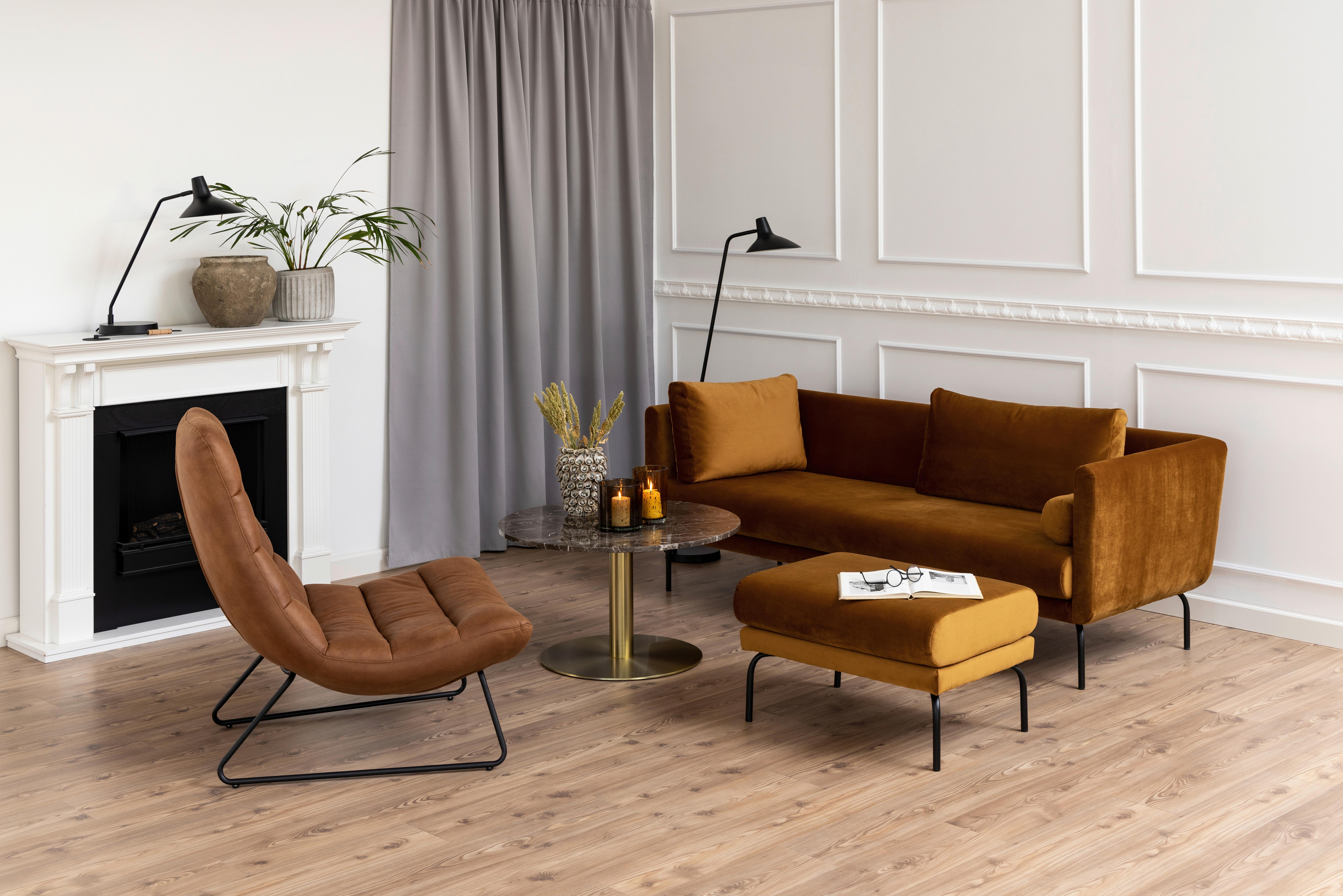 Sessel Milford - Cognac/Schwarz, Design, Textil (82,5/97/93cm) - Livetastic
