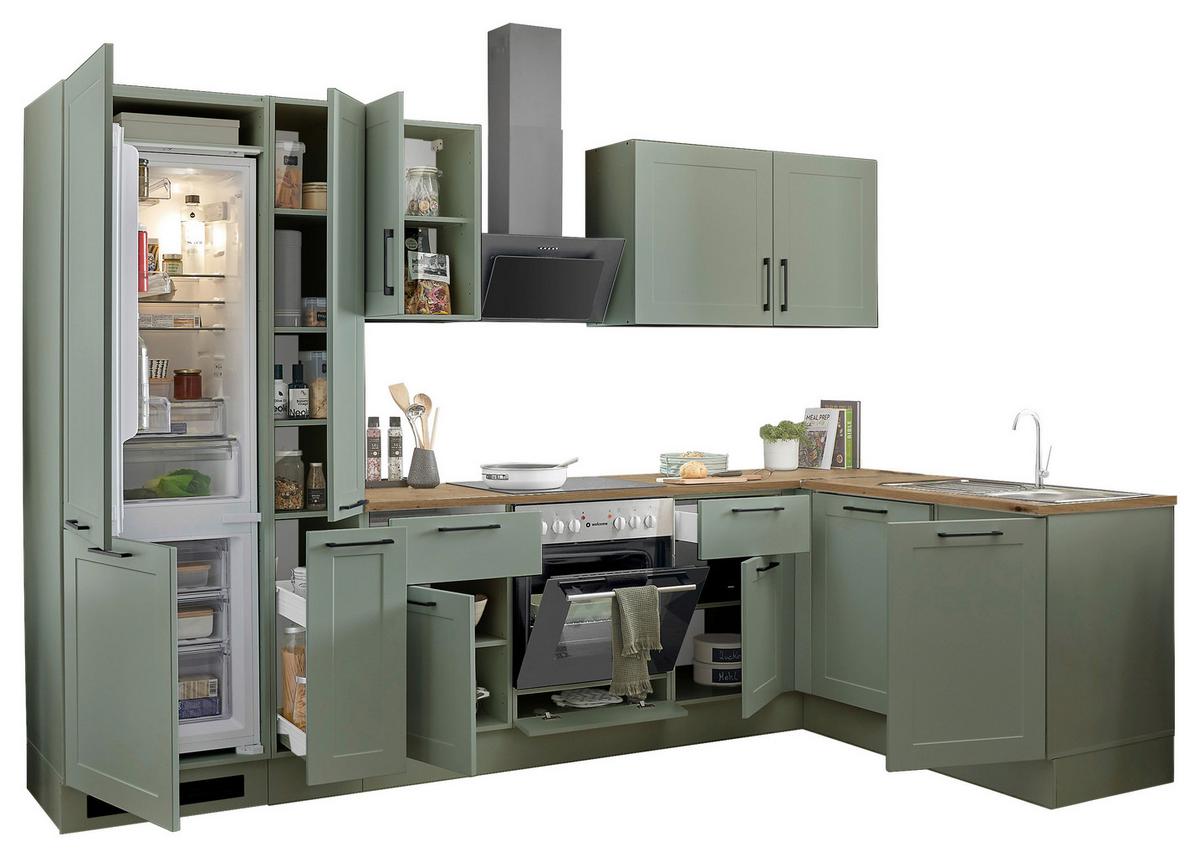 Eckküche Marseille Grün/eiche Dekor S: 310x175 Cm - Eiche Artisan/Grün, Design, Holzwerkstoff (310/175cm) - MID.YOU