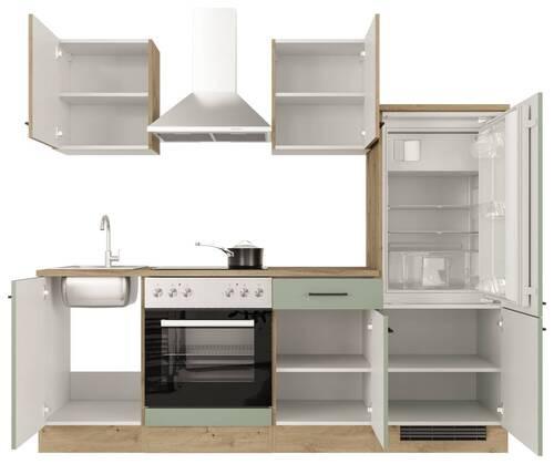 Küchenblock Cara Eiche Artisan/grün B: 220 Cm - Eiche Artisan/Grün, MODERN, Holzwerkstoff (220cm) - FlexWell