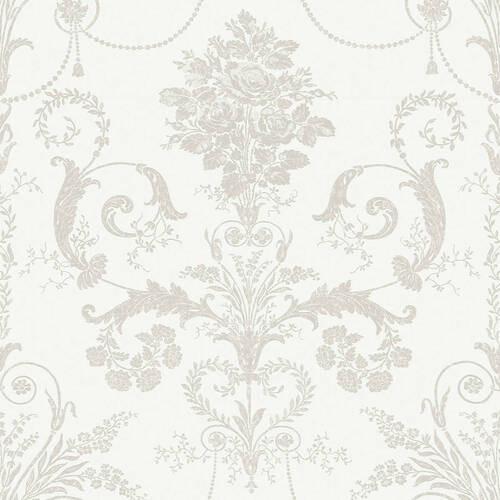Vliestapete Josette Dove Grau/Weiss - Weiß/Grau, Basics, Papier/Kunststoff (52/1000cm)