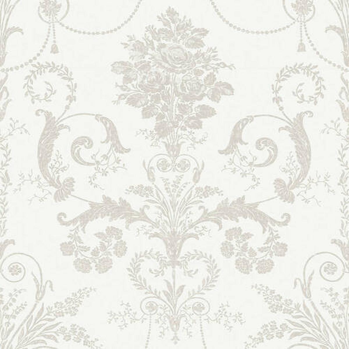 Vliestapete Josette Dove Grau/weiss - Weiß/Grau, Basics, Papier/Kunststoff (52/1000cm)