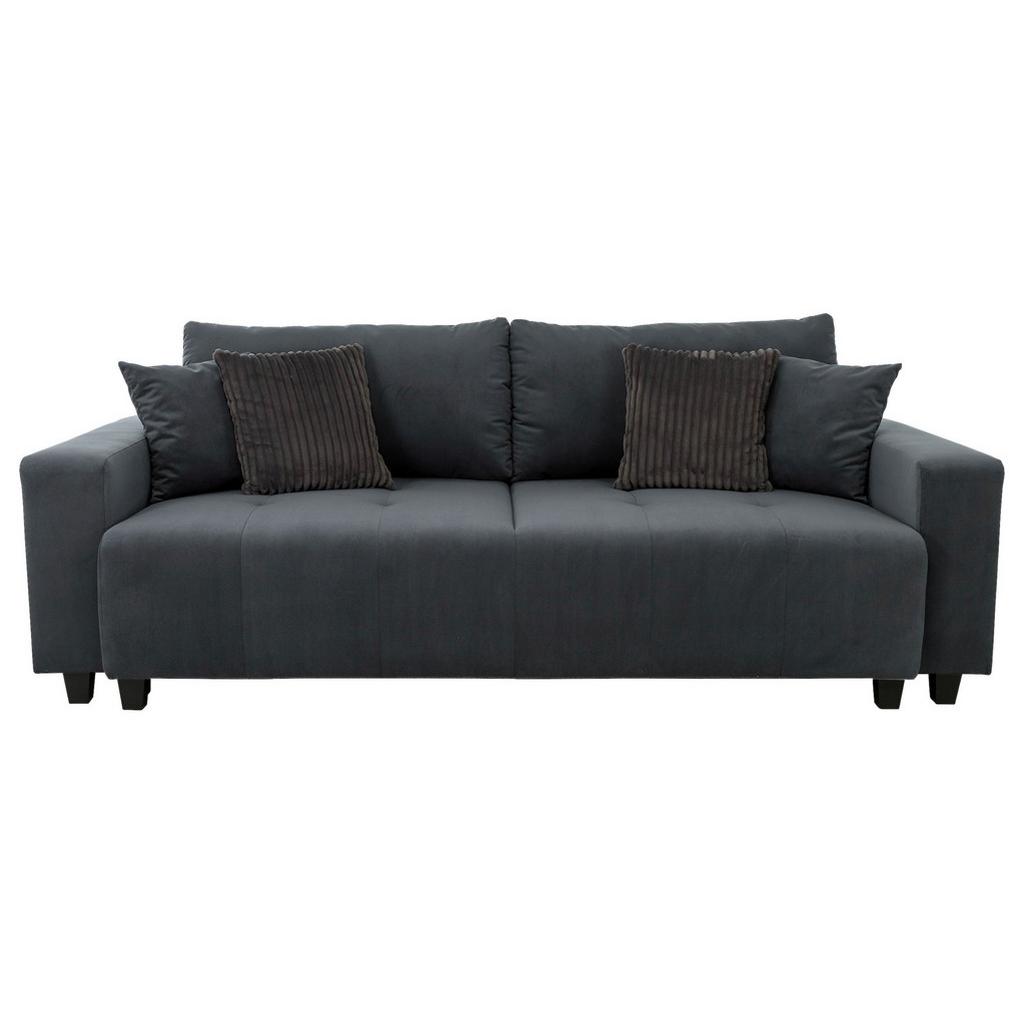 Ecksofa mit Bettfunktion Lily Velours anthrazit ,240x119cm