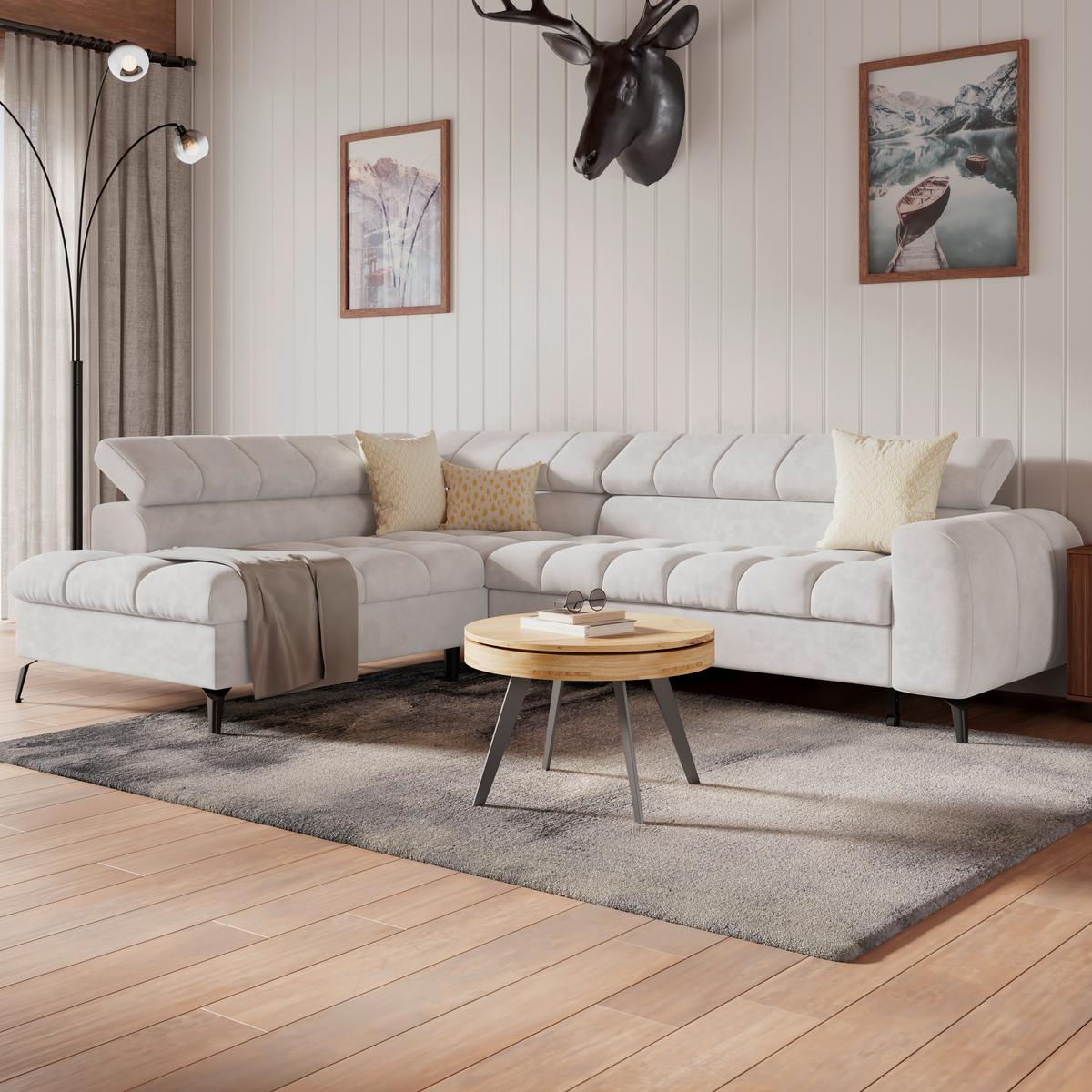 Ecksofa Volf Links New Weiß, S: 203x261 cm - Schwarz/Weiß, Trend, Kunststoff/Textil (203/261cm)