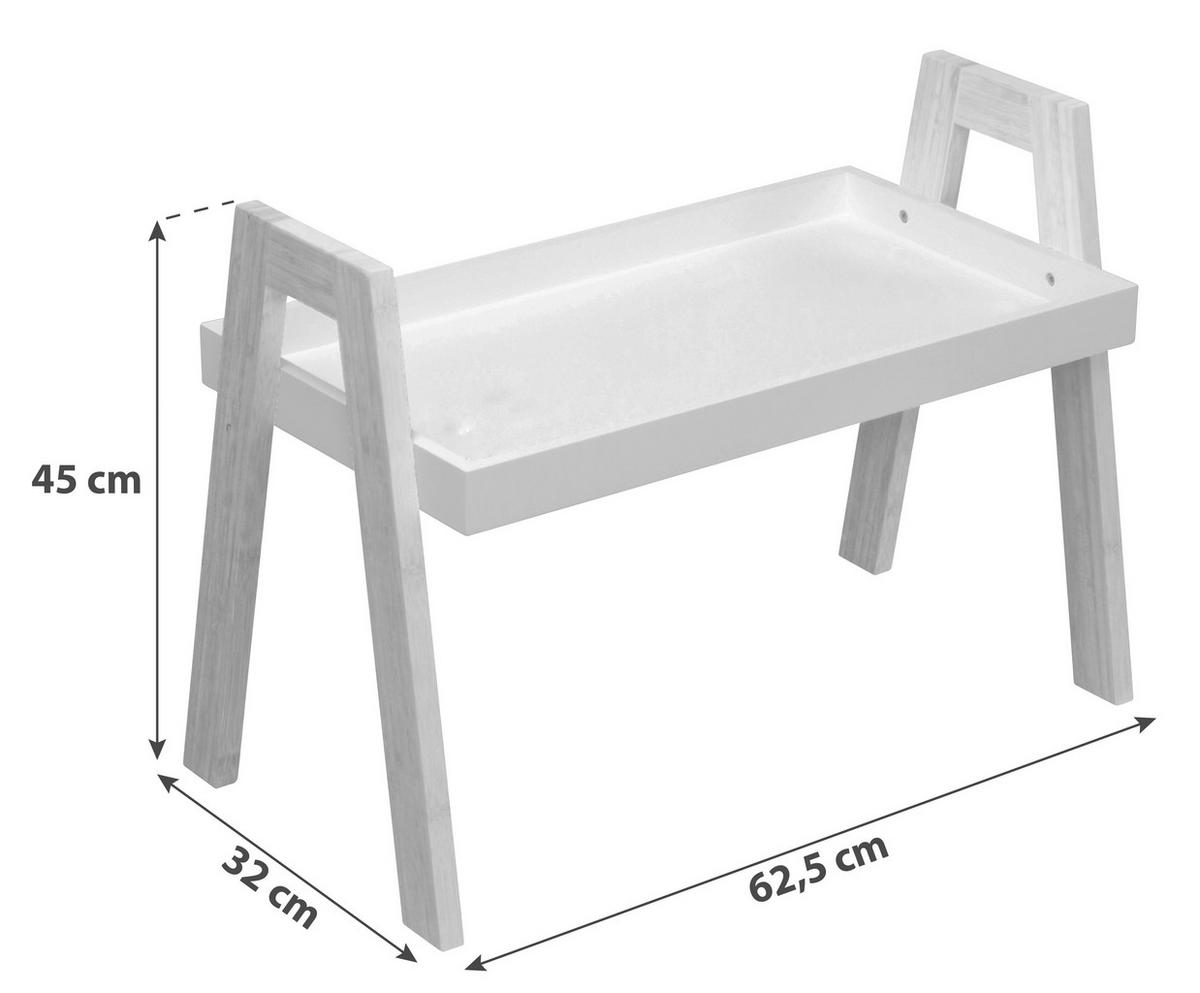 Beistelltisch Scandi Bambus/weiß - Naturfarben/Weiß, MODERN, Holz/Holzwerkstoff (62,5/45/32cm) - Ondega
