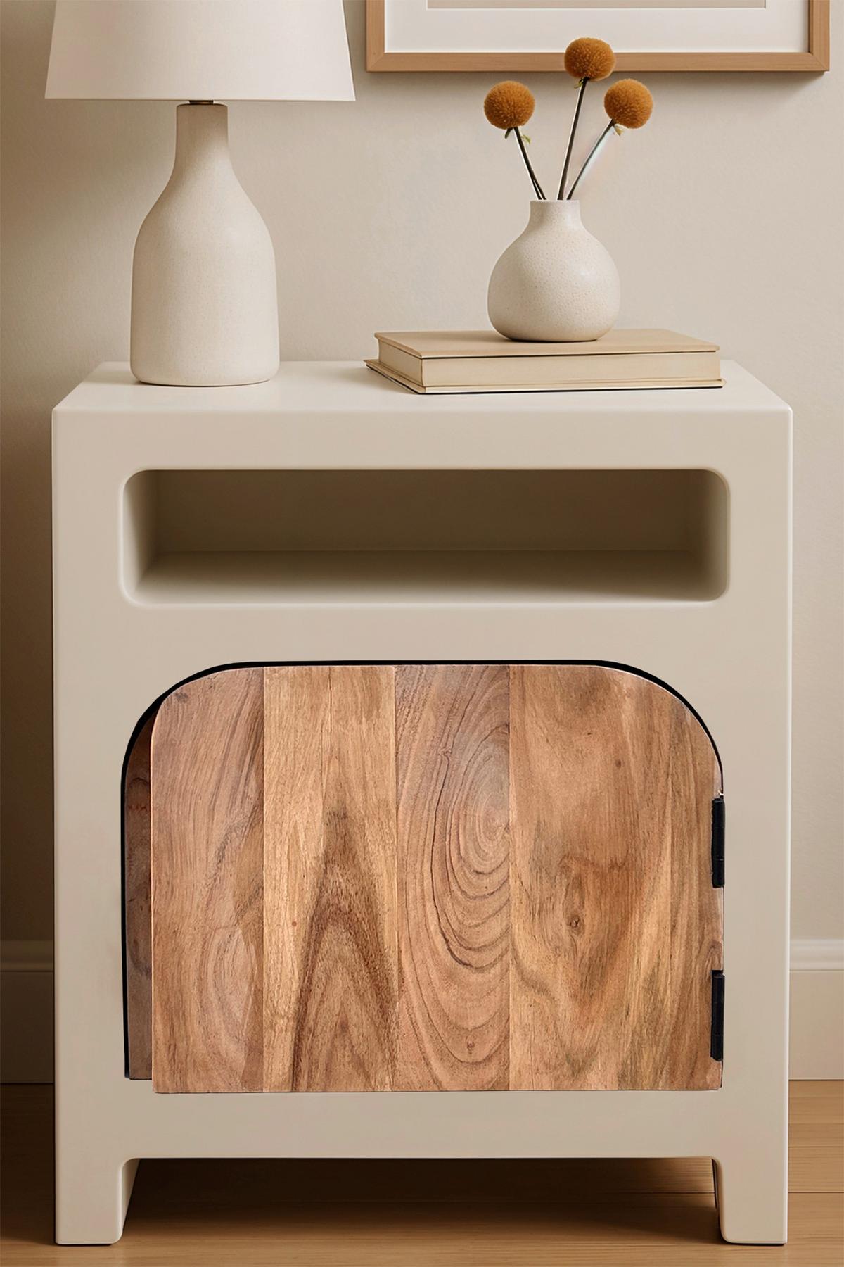 NACHTKÄSTCHEN Naturfarben/Weiß B: 50cm - Weiß/Naturfarben, Basics, Holz/Holzwerkstoff (50/60/40cm) - Livetastic