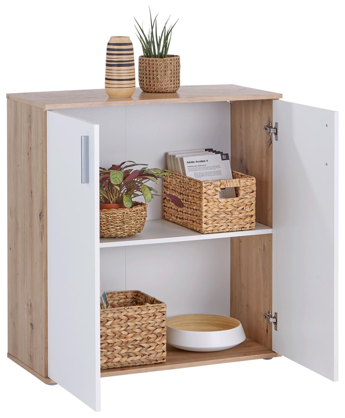 Kommode 88,2 cm Ina 01 Weiß - Weiß/Eiche Artisan, MODERN, Holzwerkstoff (88,2/94,8/38,3cm)