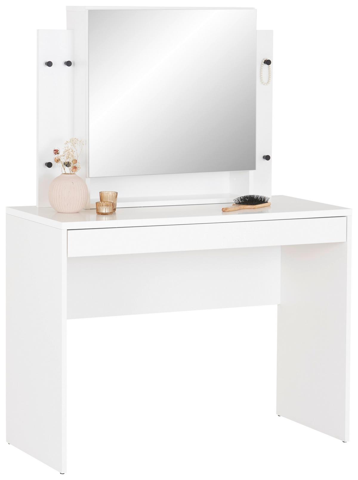 Schminktisch Sandy Weiß B: 100 cm mit Lade - Weiß, MODERN, Holzwerkstoff (100/76/45cm)