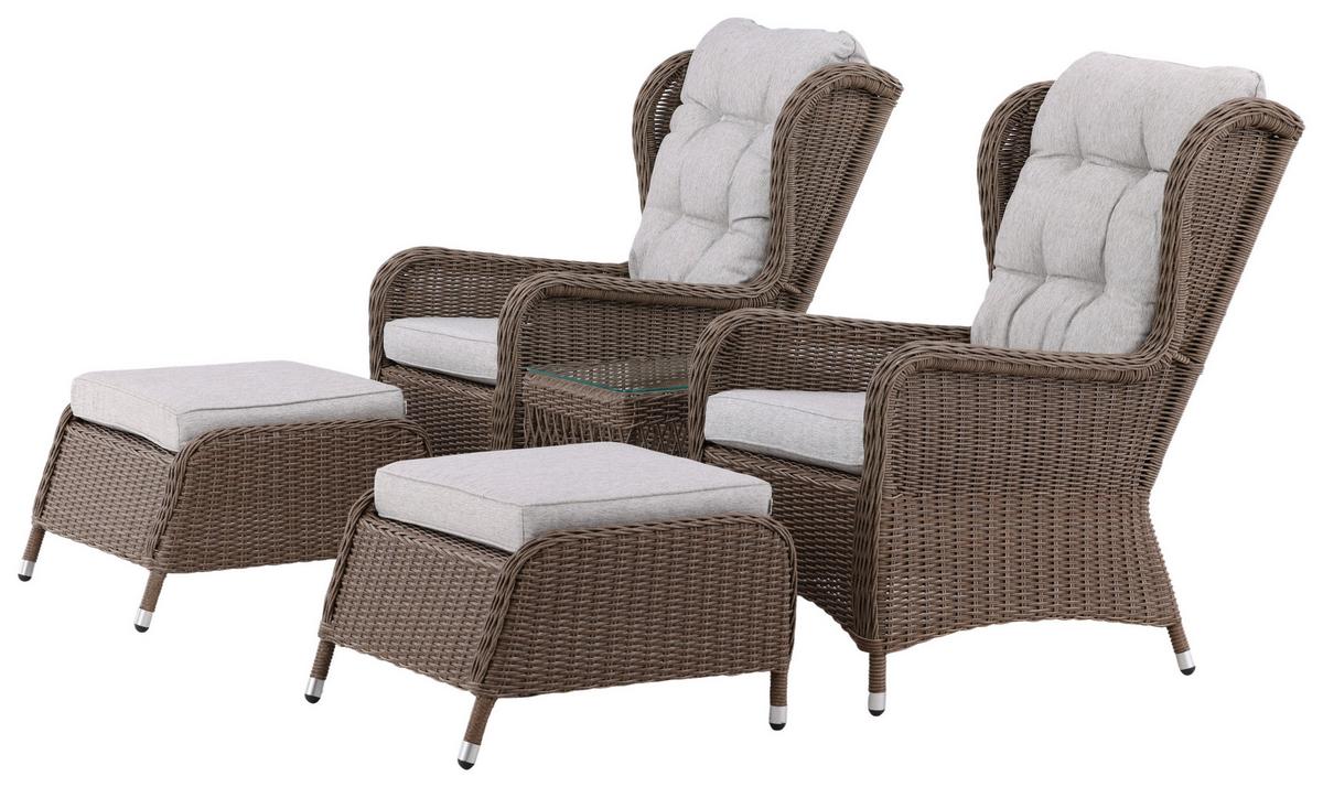 Loungegarnitur Washington - Beige/Braun, KONVENTIONELL, Kunststoff/Textil - Gardenson