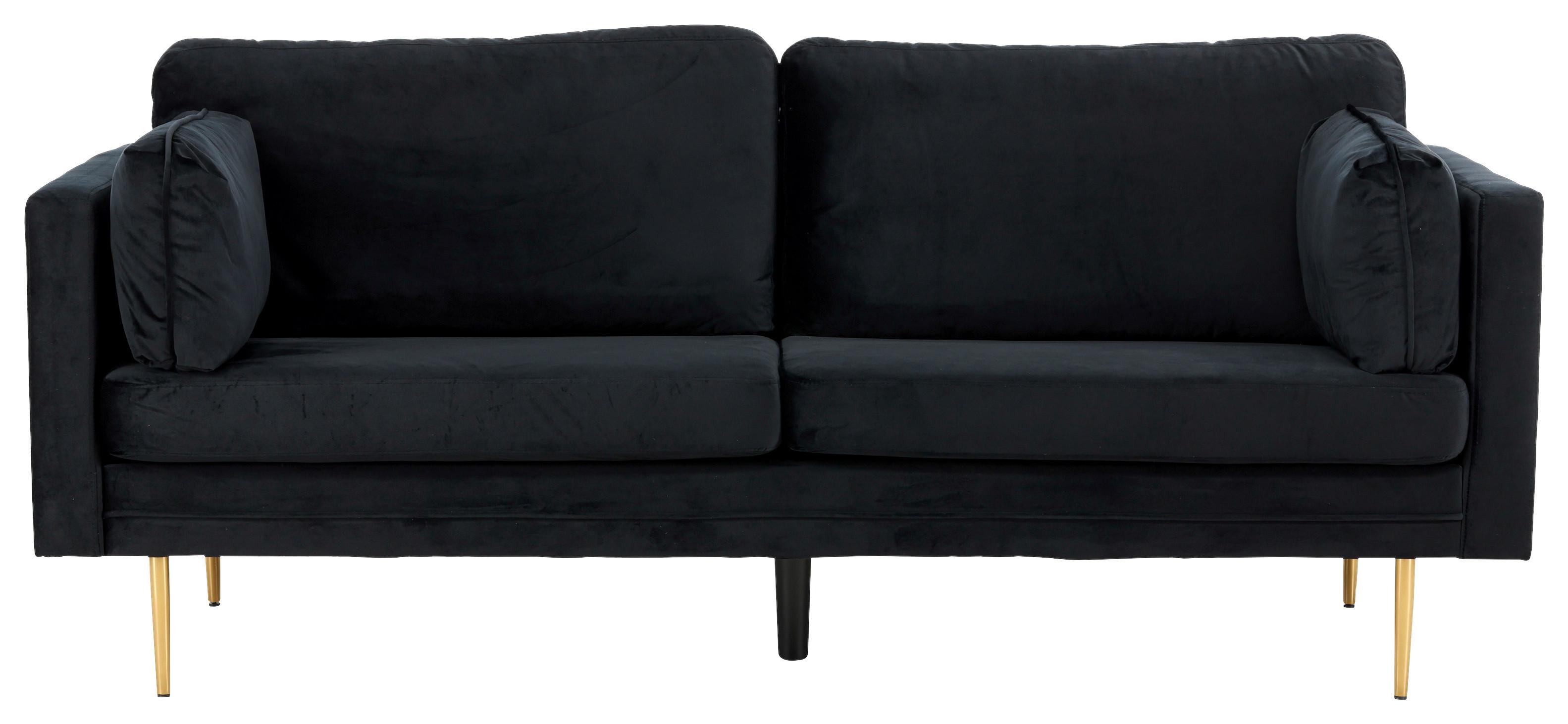 2-Sitzer-Sofa Boom - Goldfarben/Schwarz, Design, Textil/Metall (203/84/90cm) - Livetastic