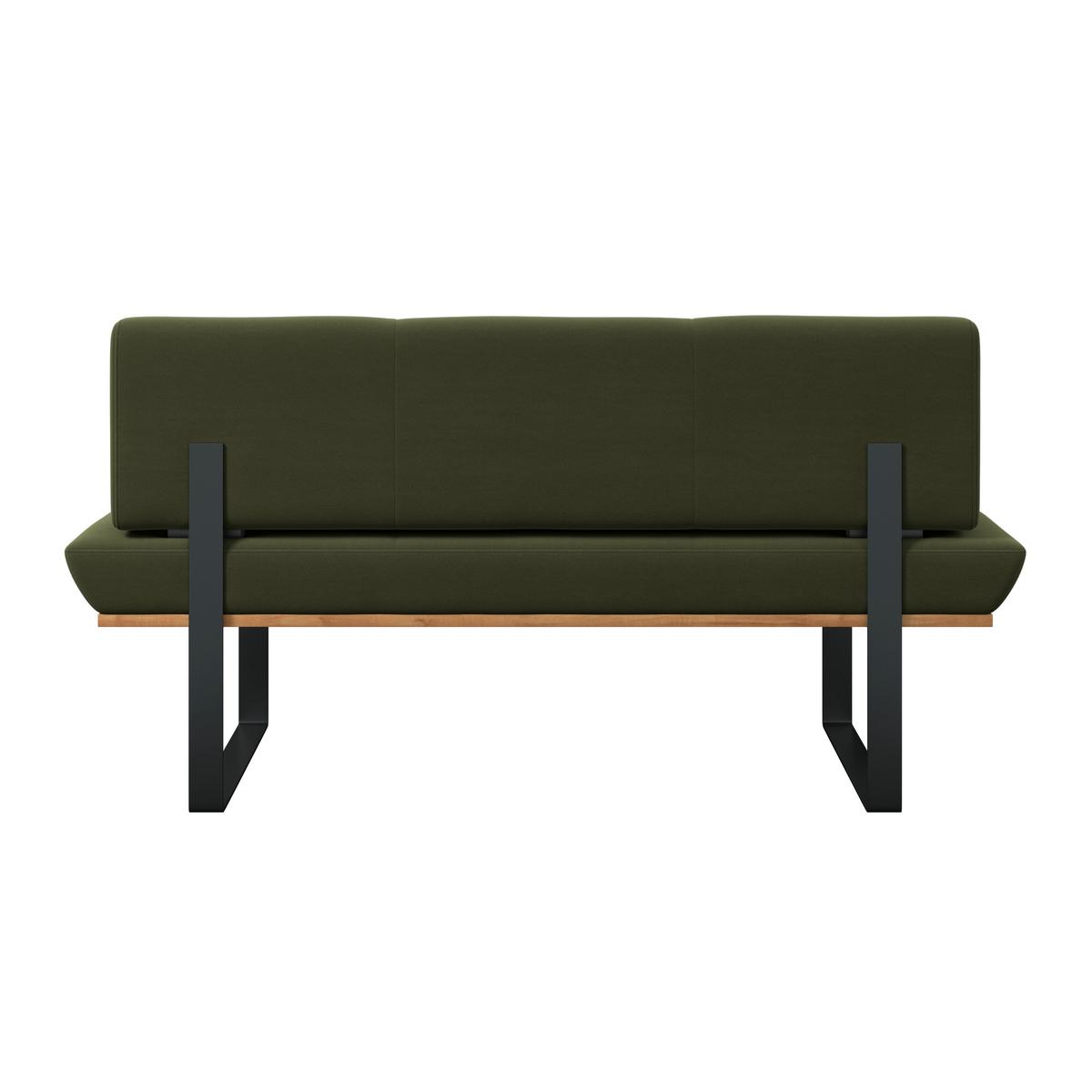Sitzbank Tristan Webstoff moosgrün , B: 170cm - Schwarz/Grün, MODERN, Holz/Textil (170/48/90cm) - James Wood