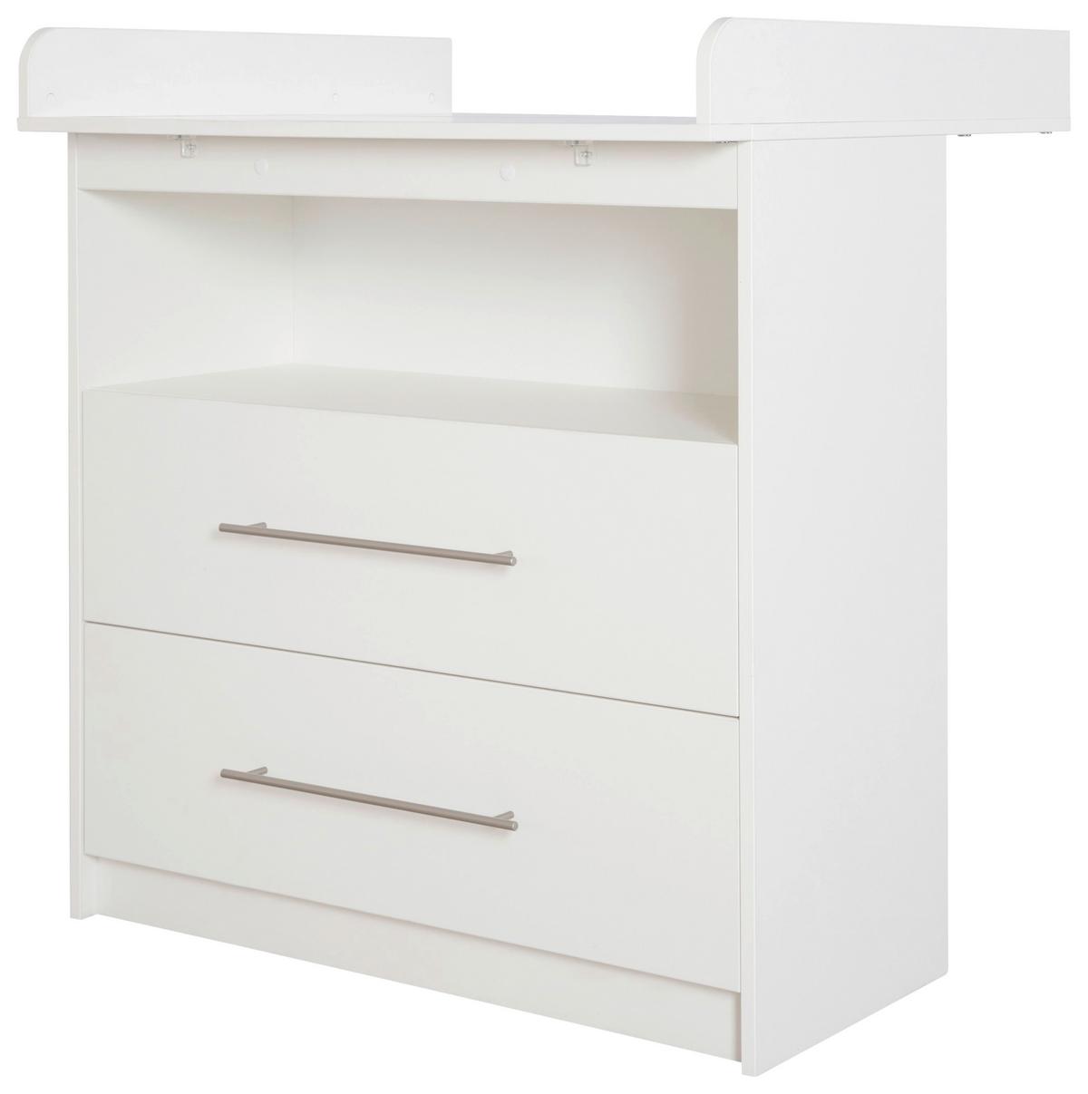 Wickelkommode Luna B: 88,5 cm Weiß 2 Schubladen - Weiß, Basics, Holzwerkstoff (88,5/100,5/75cm) - Roba